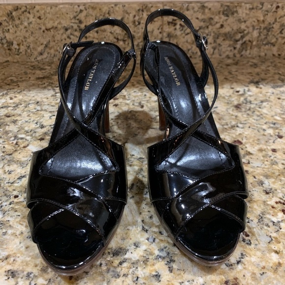 Ann Taylor Patten Black platform heels 7 1/2 - Picture 2 of 8